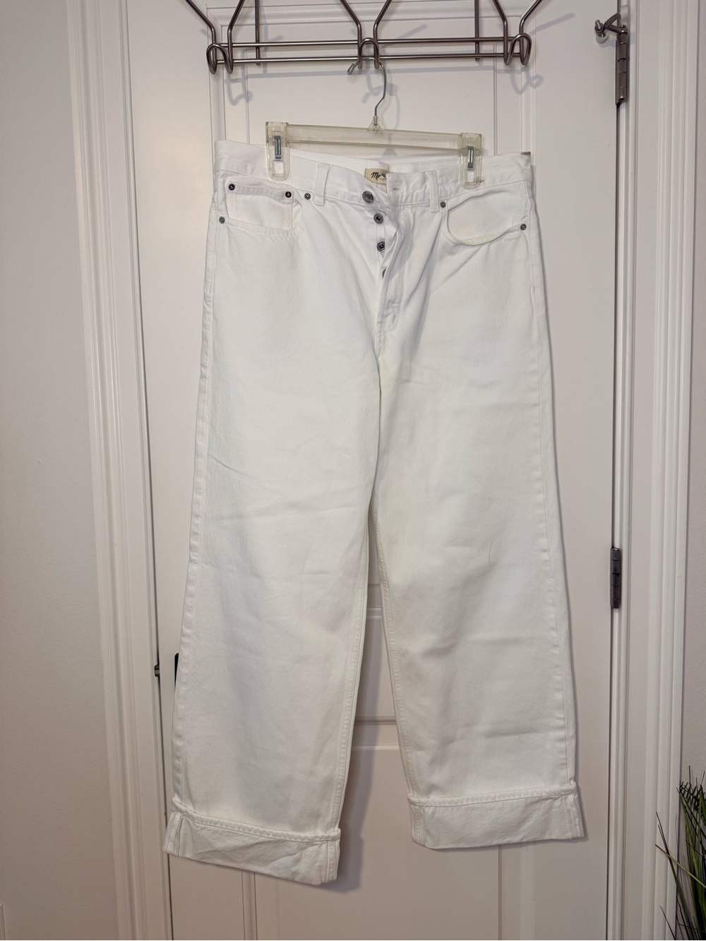 Madewell Low Slung Baggy Jeans White Wide Leg size 30